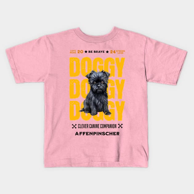 Doggy Affenpinscher Kids T-Shirt by DavidBriotArt